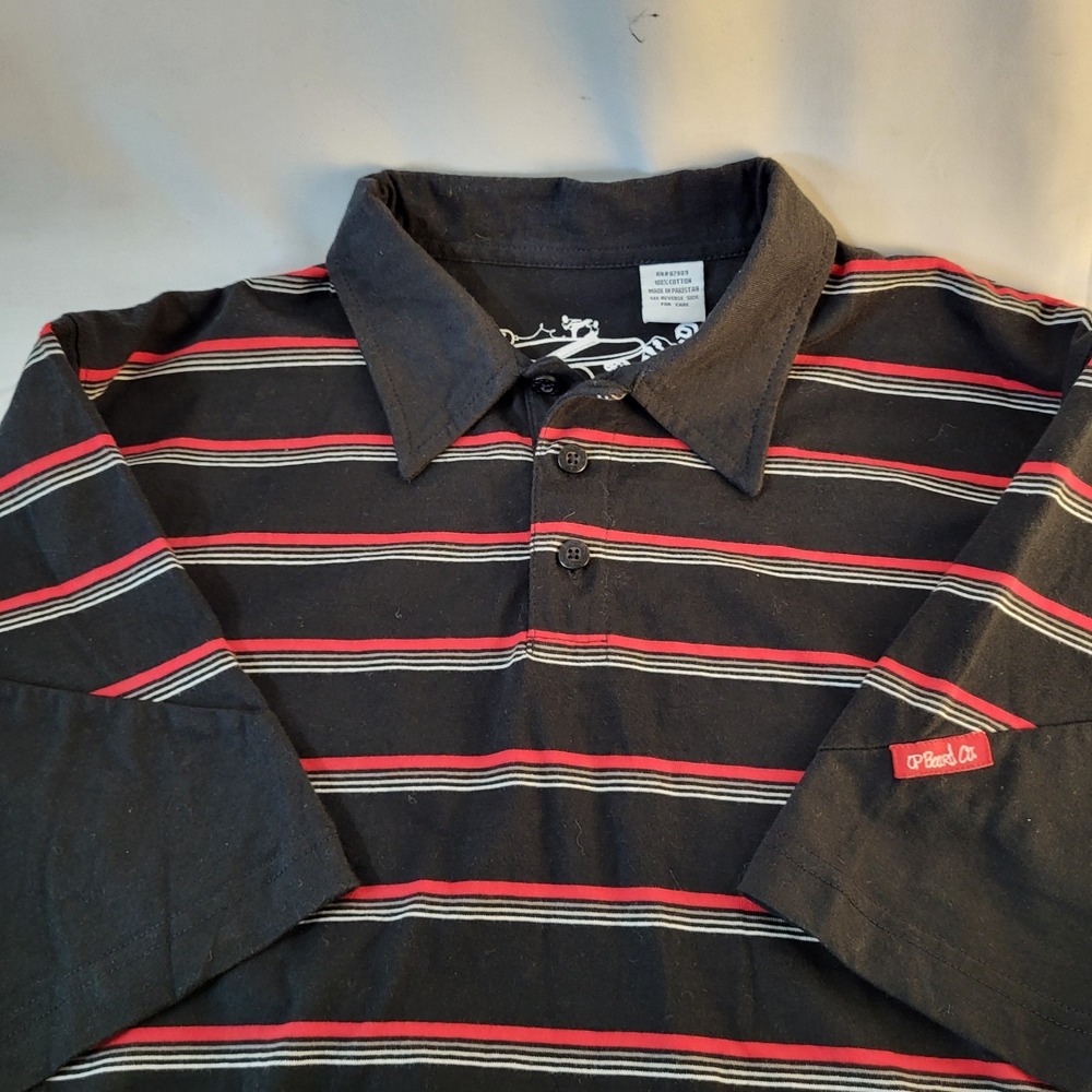 NWT OP Ocean Pacific Mens M Polo Shirt Black Red & White Short Sleeve Surf Skate
